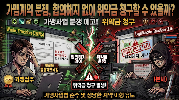 가맹계약 분쟁, 합의해지 없이 위약금 청구 가능성