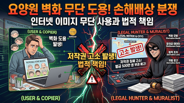 일러스트 무단 사용-요양원 벽화