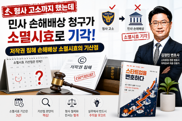 형사 고소까지 했는데 민사 손해배상 청구가 소멸시효로 기각-저작권 침해 손해배상 소멸시효의 기산점